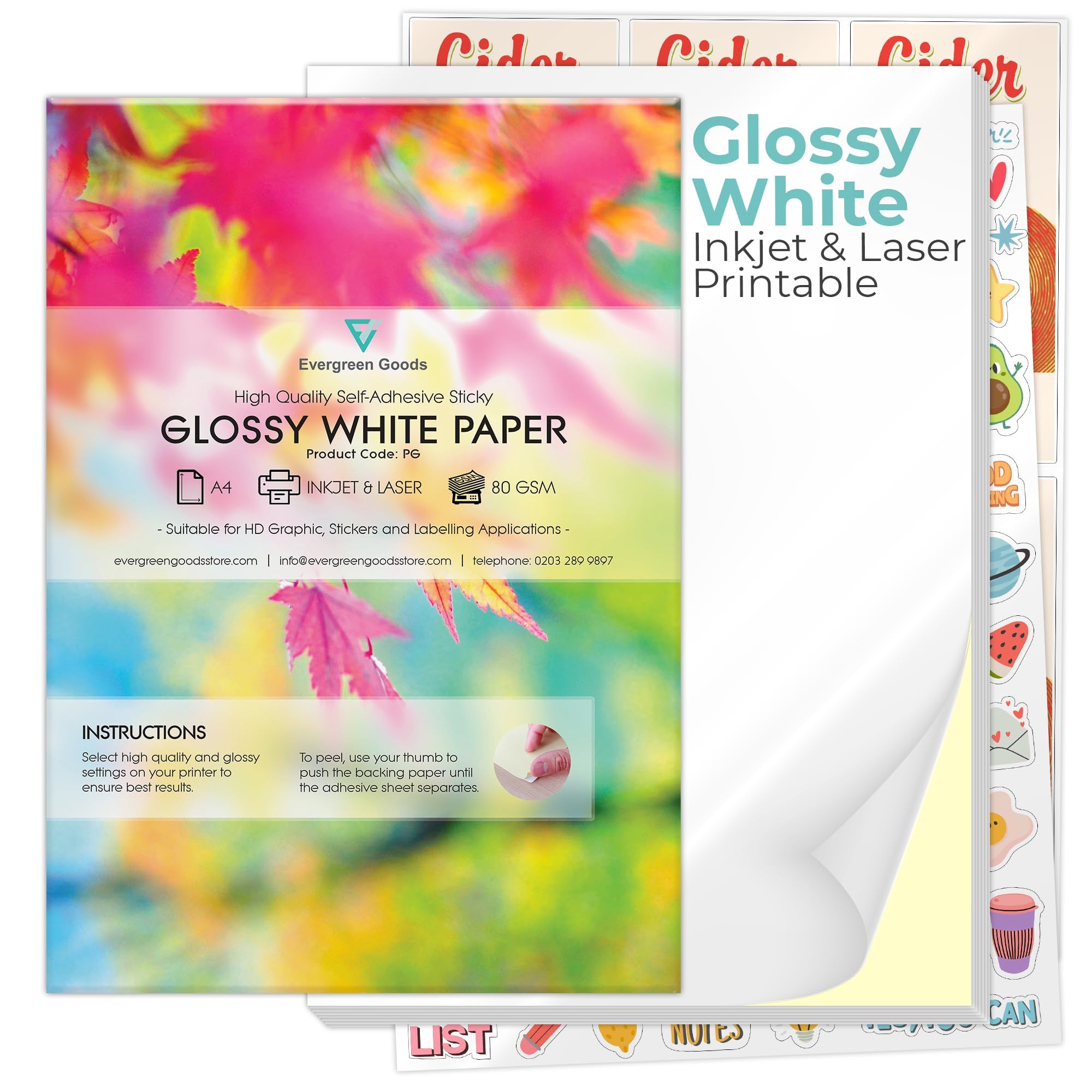 A4 Glossy White Sticker Paper – 500 Sheets Inkjet & Laser
