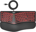 Arteck Ergonomic Wired Split Keyboard - 7-Color Backlit with Wrist Rest