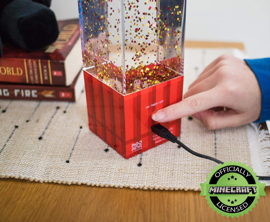 Minecraft TNT Block LED Glitter Motion Lamp | 12-Inch USB Gaming Light