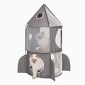 Catit Vesper Rocket Cat Tower with Sleeping Cushion - Grey Fabric