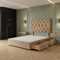 Bed Centre Premier Divan Base with 2 Drawers and Matching Headboard - Available in Multiple Fabrics and Colours 3FT Single, Plush Beige