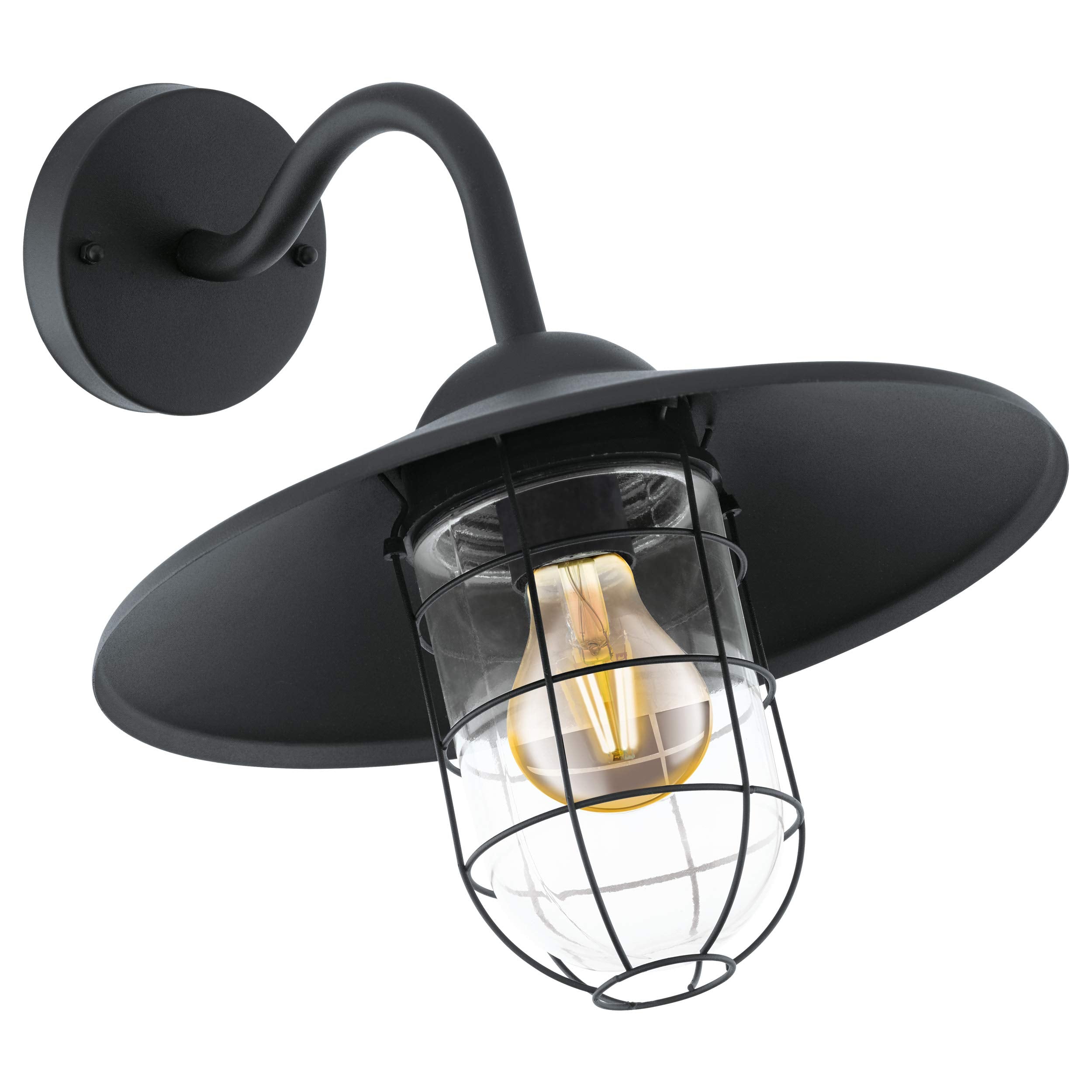 Eglo Melgoa Outdoor Wall Light – Black Steel & Glass Vintage Porch Lamp