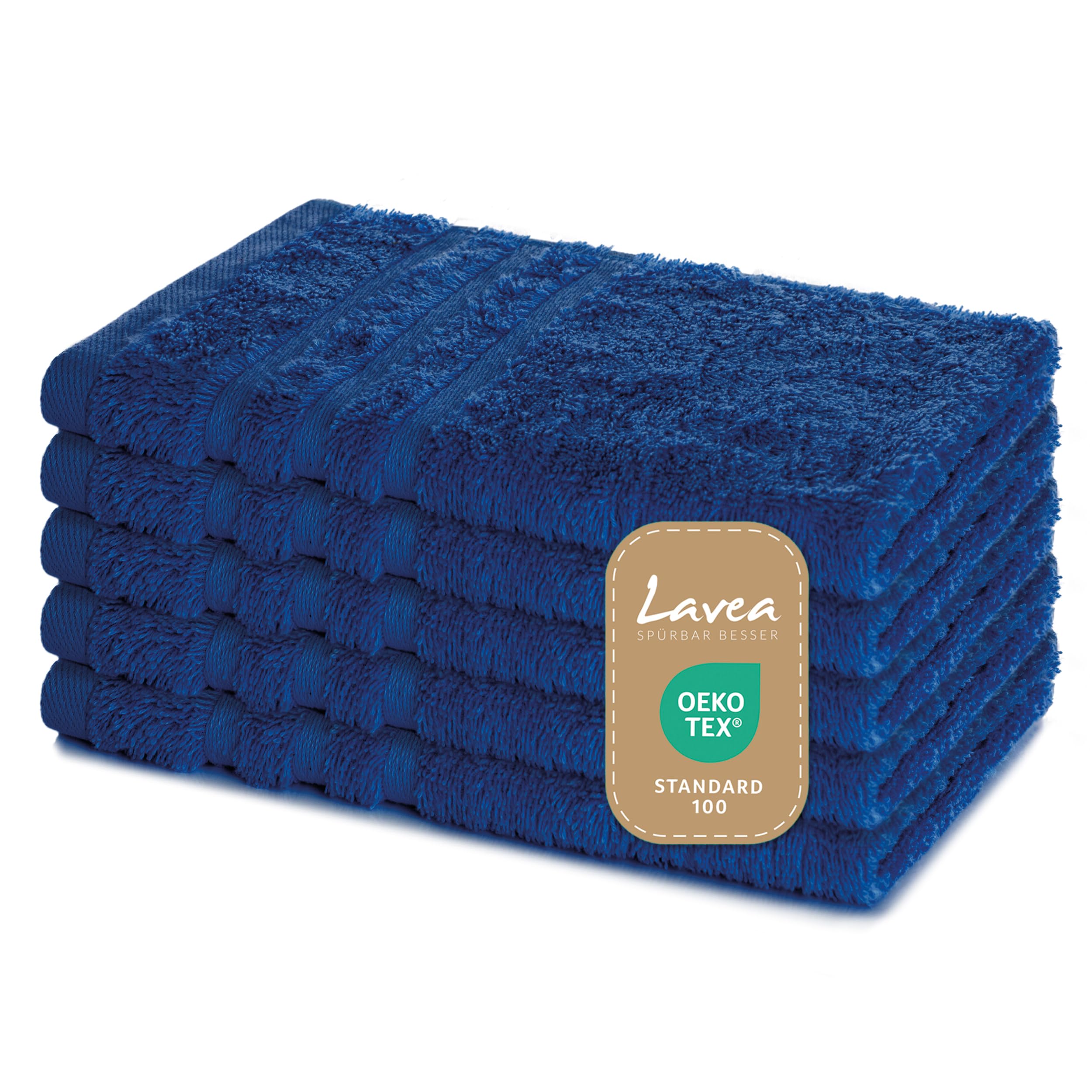Lavea Elena Guest Towels Set of 5 – 100% Cotton Terry – Royal Blue