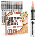 Aurobliss 12 Skin Tone Acrylic Paint Pens – Brush Tip Markers for Rocks