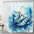 Blue Whale & Cat Shower Curtain | Waterproof Polyester – 59x71"