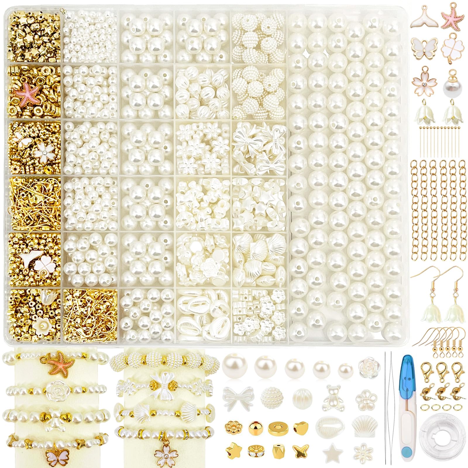 KAOHONG 1600+ Pcs Pearl Beads Bracelet Making Kit – DIY Jewelry Craft Set