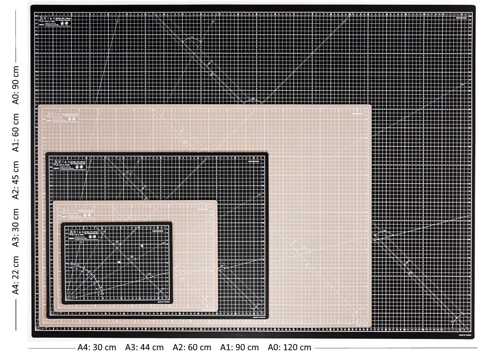 Elan A0 Self Healing Cutting Mat | 120x90cm 5-Ply Craft Board - Black/Taupe