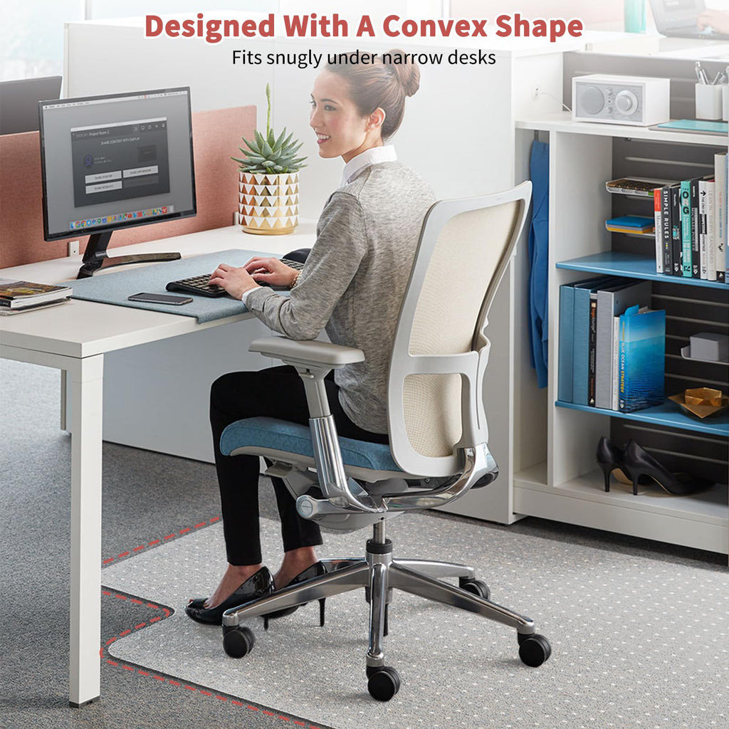 MUEZDUR Office Chair Mat for Carpet Floors – 90x120cm Studded PVC