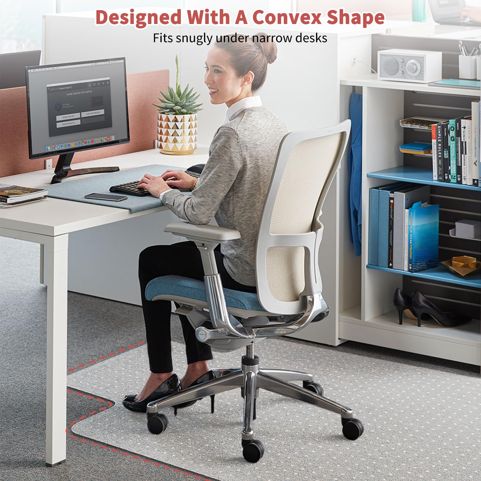 MUEZDUR Office Chair Mat for Carpet Floors – 90x120cm Studded PVC