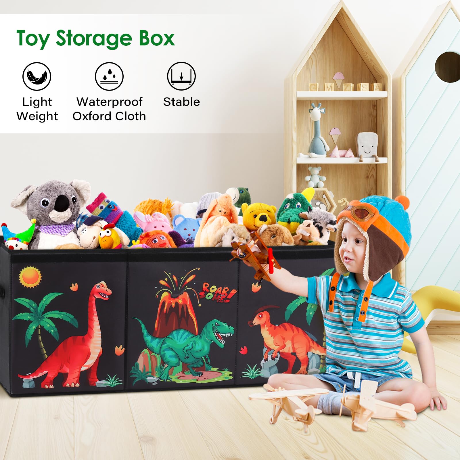 Decalsweet Dinosaur Extra Large Toy Storage Box – Foldable Oxford Toy Chest