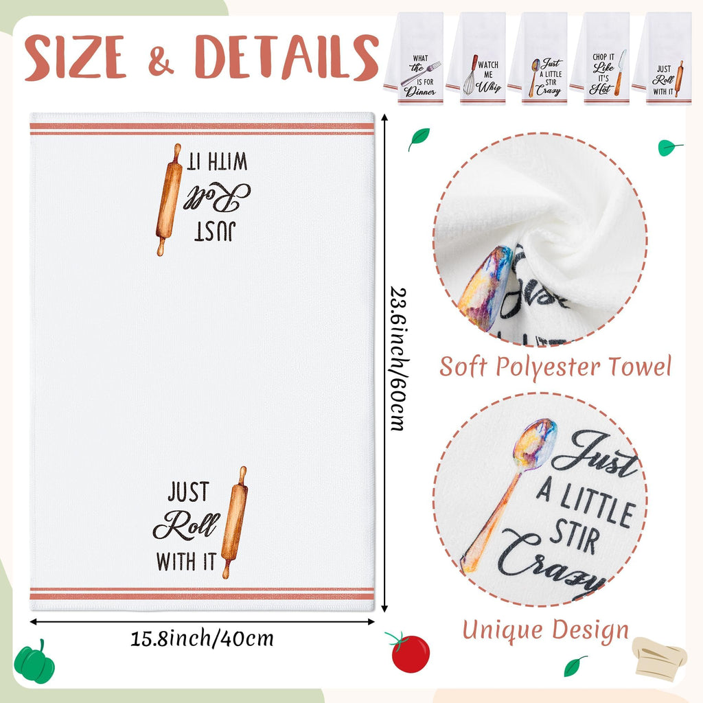 R HORSE 5Pcs Kitchen Dish Towel Funny Cookware Kitchen Dishcloth Absorbent Utensils Themed Cleaning Dishcloth Bar Hand Towel Gift for Baking Lover - image 3