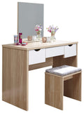 GFW Elizabeth Oak Dressing Table Set | Makeup Vanity with Metal Runners