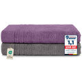 Komfortec Jumbo Bath Towels, 100% Cotton, Quick Dry, 80x200, Grey & Purple - image 1