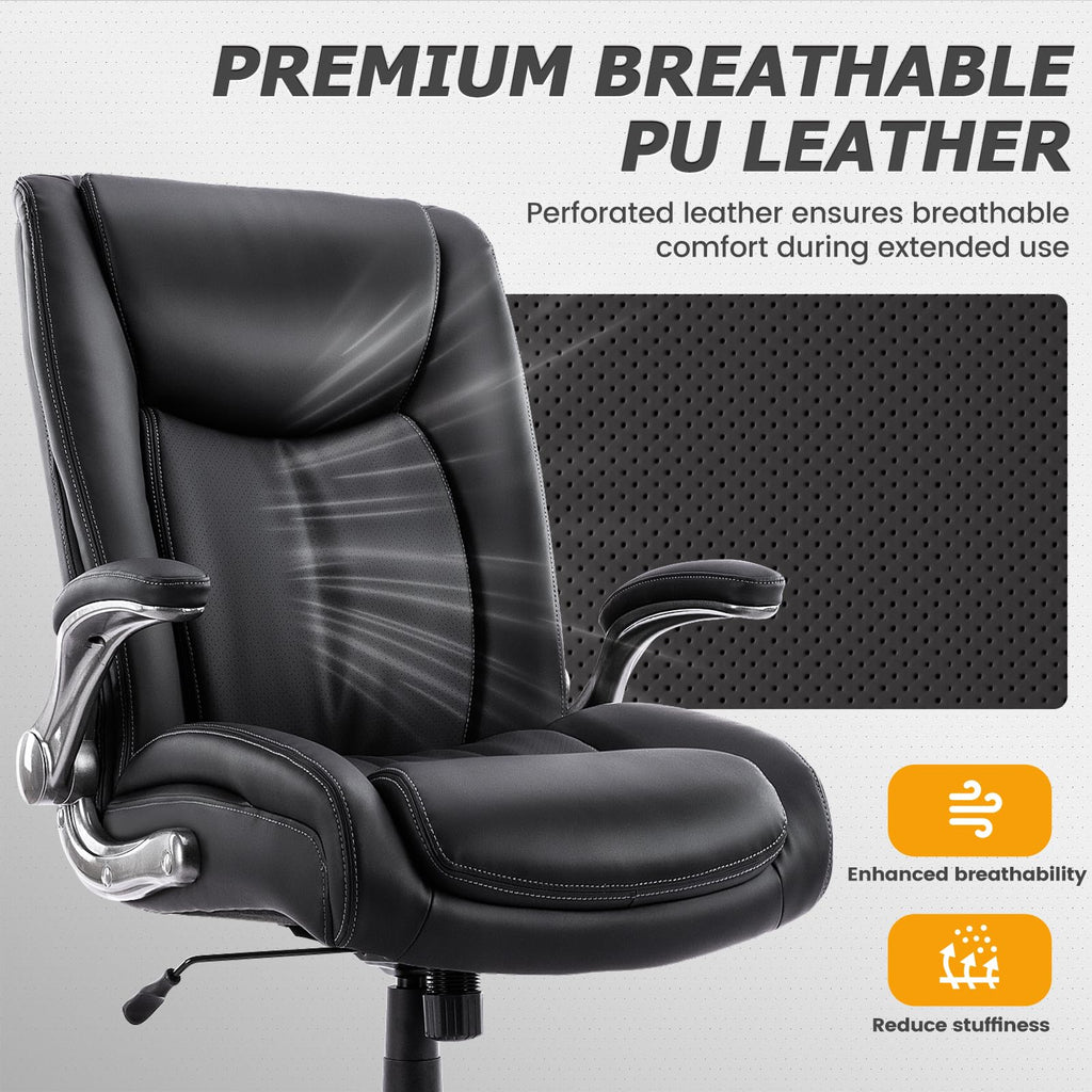 COLAMY Big and Tall Office Chair 400lbs, PU Leather Executive Office Chair for Heavy People - image 2
