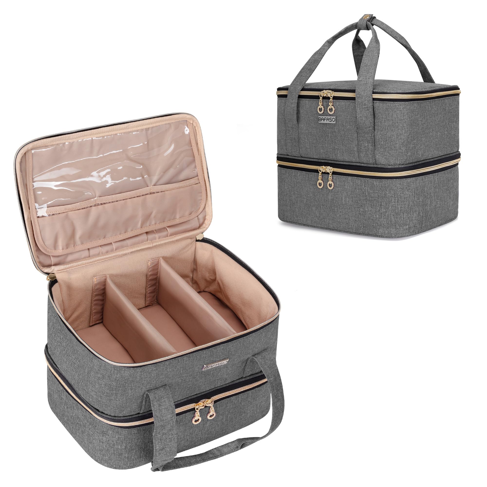 BAFASO Nail Polish Organiser Case | Holds 40 Bottles & Nail Lamp | Grey
