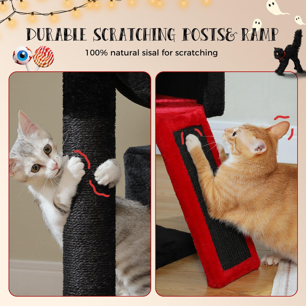 PETEPELA 104cm Cat Tree – Dual Condo Tower with Large Hammock & Perch