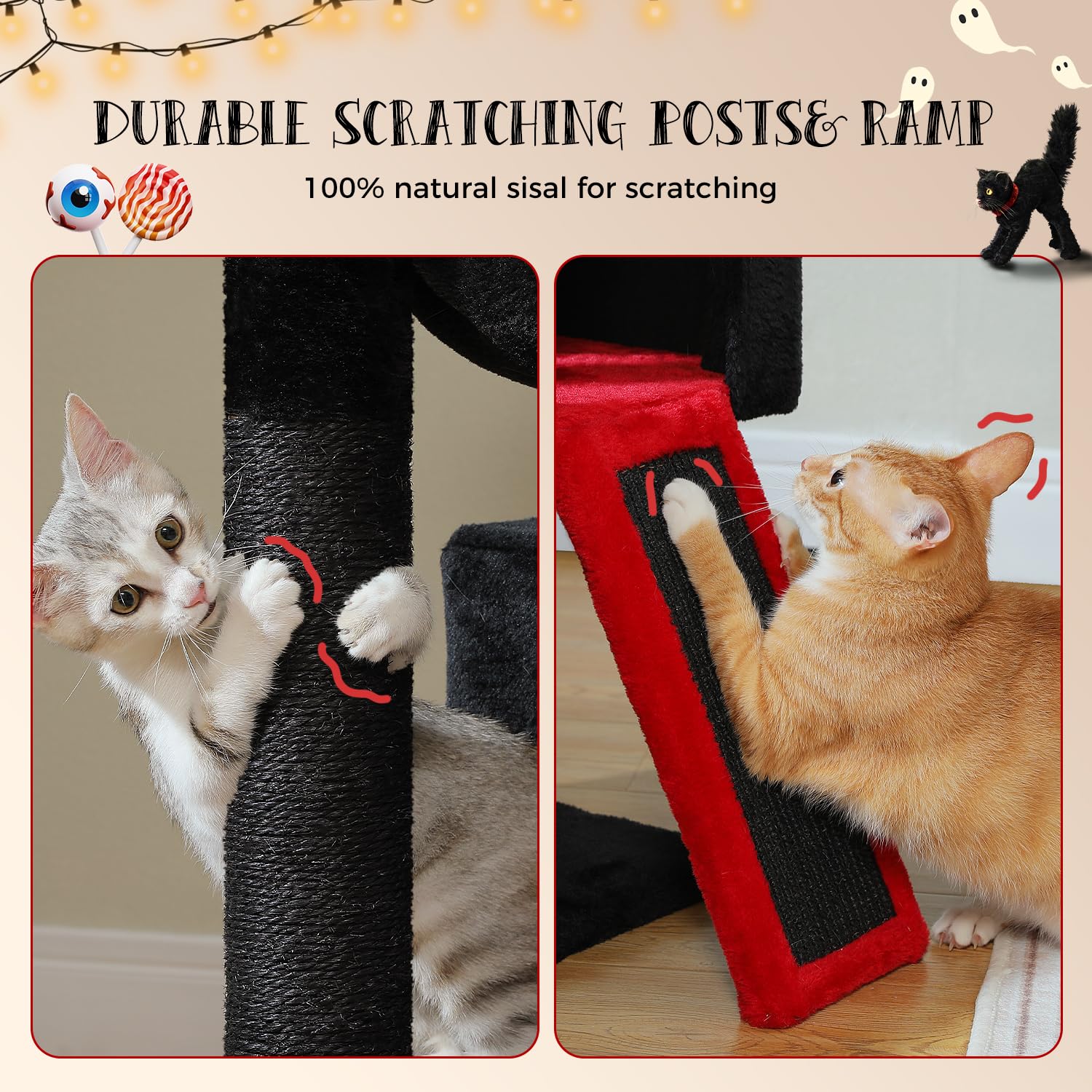 PETEPELA 104cm Cat Tree – Dual Condo Tower with Large Hammock & Perch
