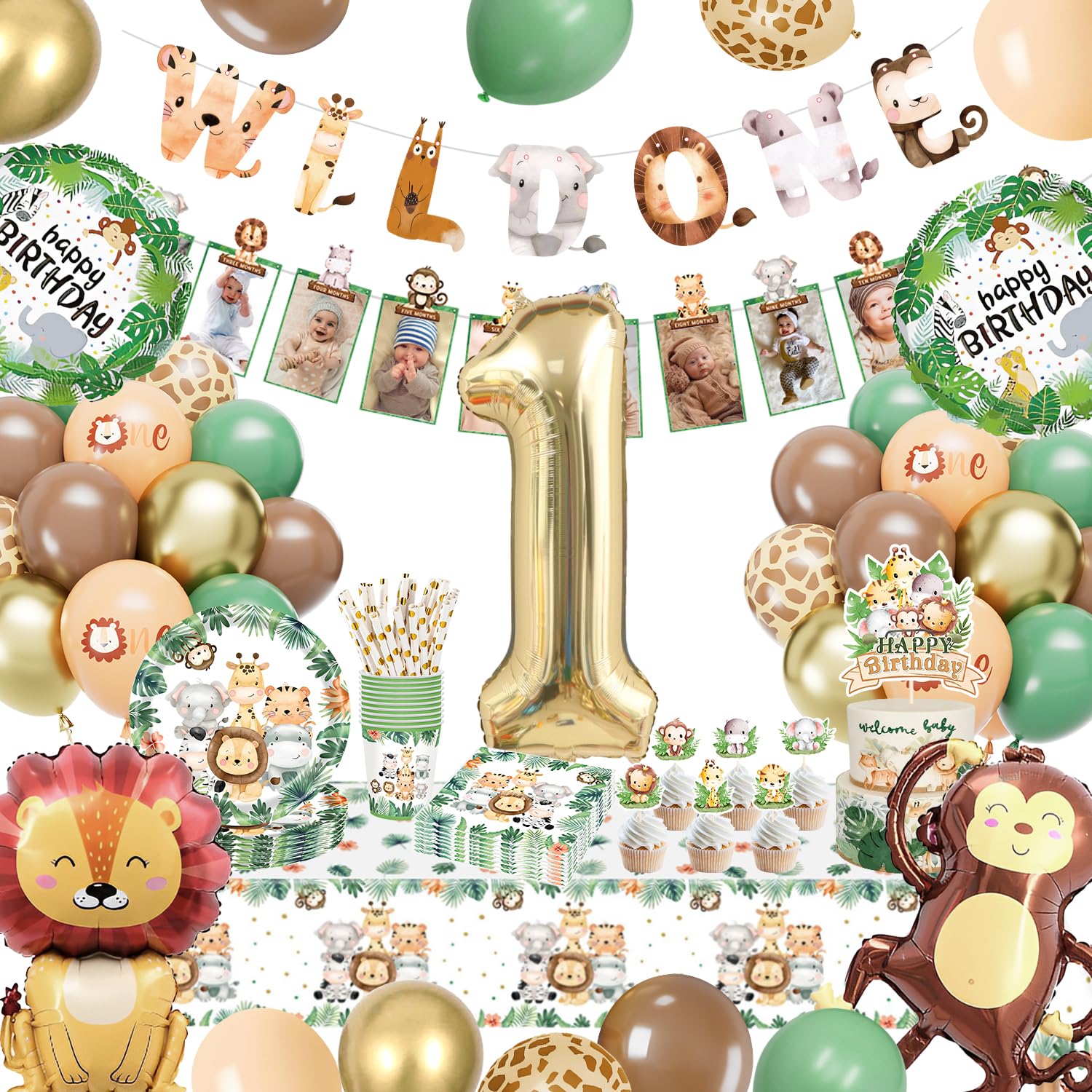 Wild One 1st Birthday Decorations - Safari Jungle Party Kit