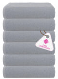 Casa Copenhagen 6 Piece Cotton Bath Towel Set | Popcorn Texture – Grey