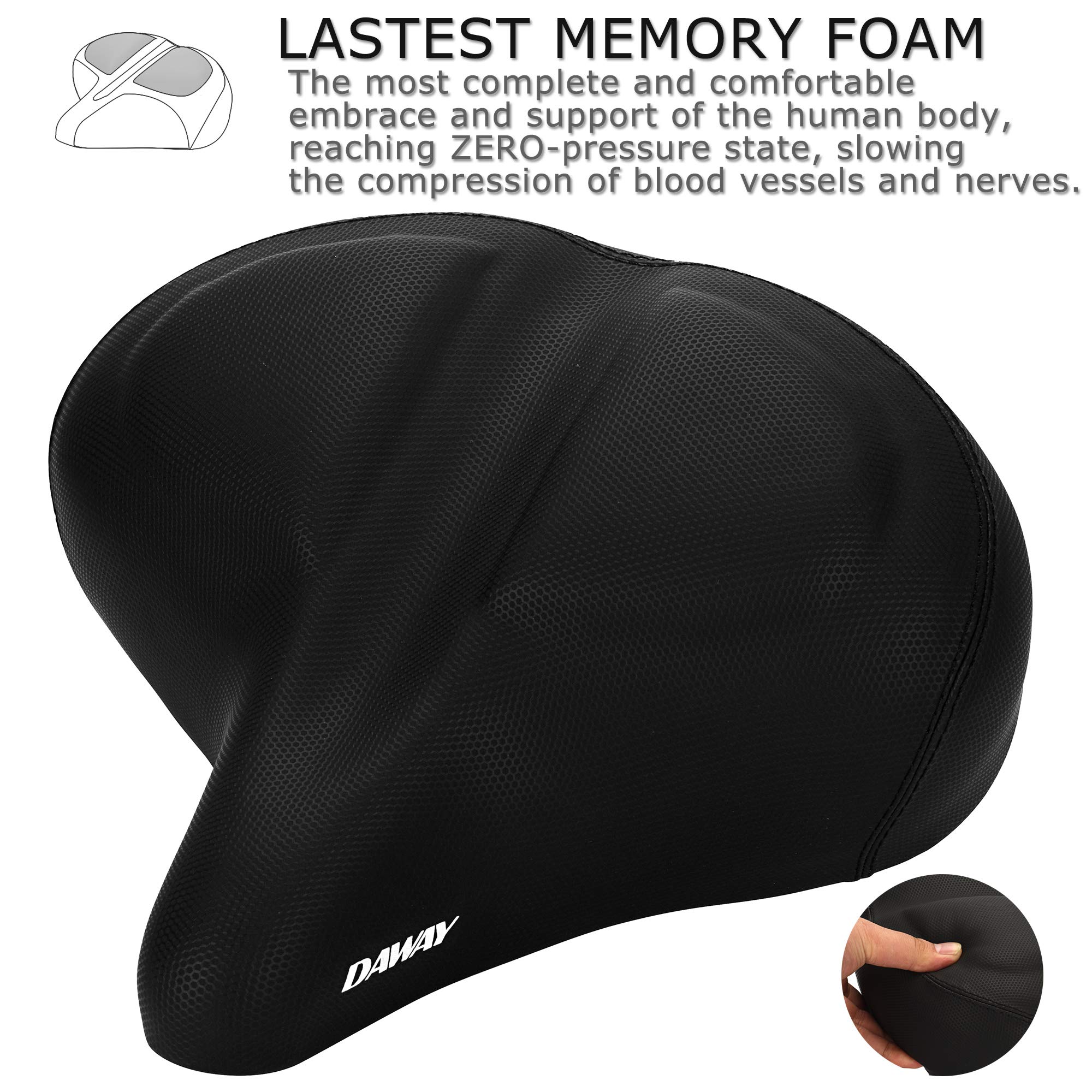 DAWAY C40 Oversized Bike Seat - Memory Foam Wide Bicycle Saddle