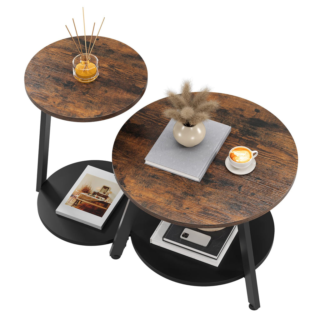 YITAHOME Round Coffee Tables, Set of 2 Nesting Tables with Storage Space and Unified Style Design, Small Coffee Tables for Living Room - image 2