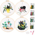 Myfelicity Cat Embroidery Kit for Beginners – 4 Pack DIY Needlework Set