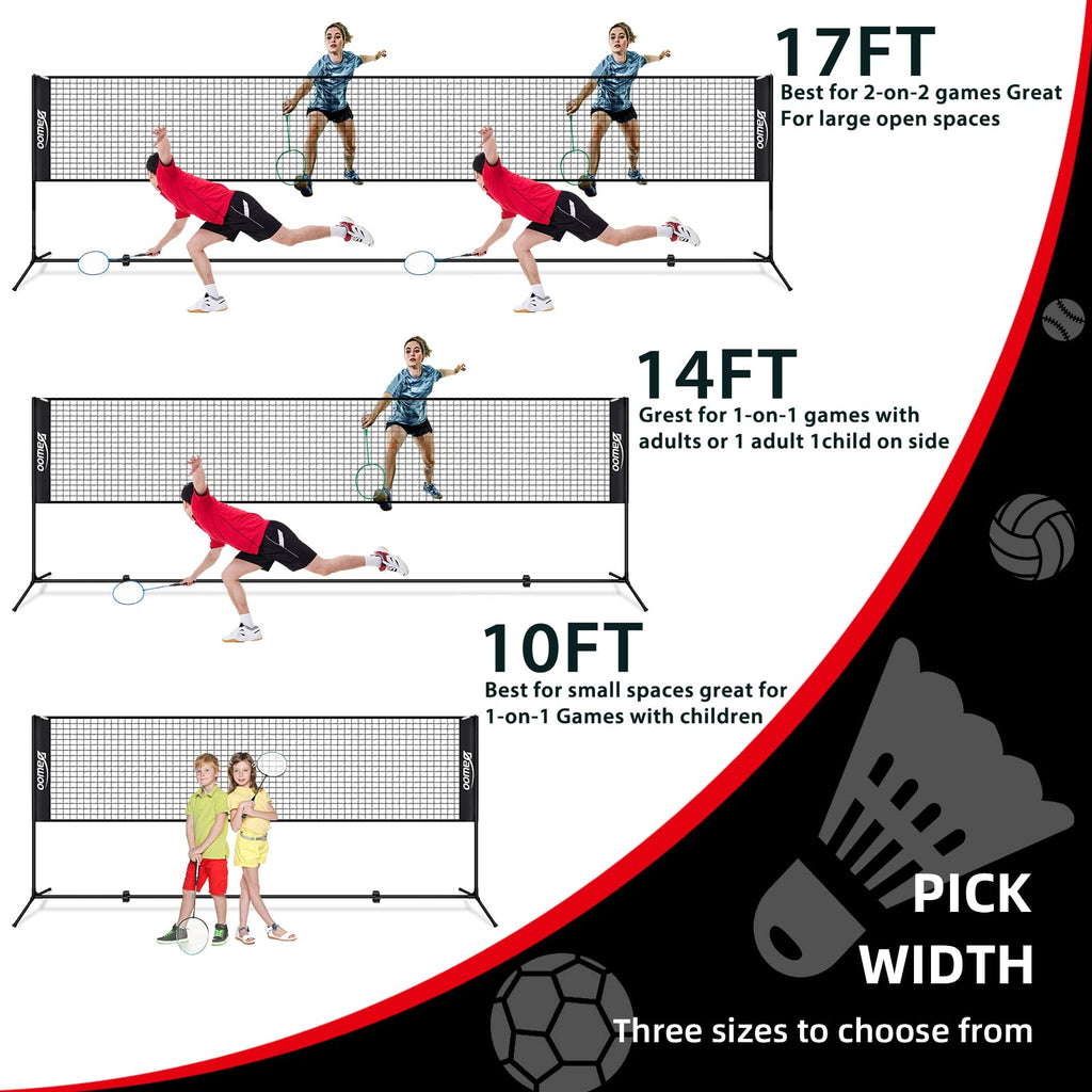 DAWOO 3M Portable Sports Net | Adjustable Tennis & Badminton Set