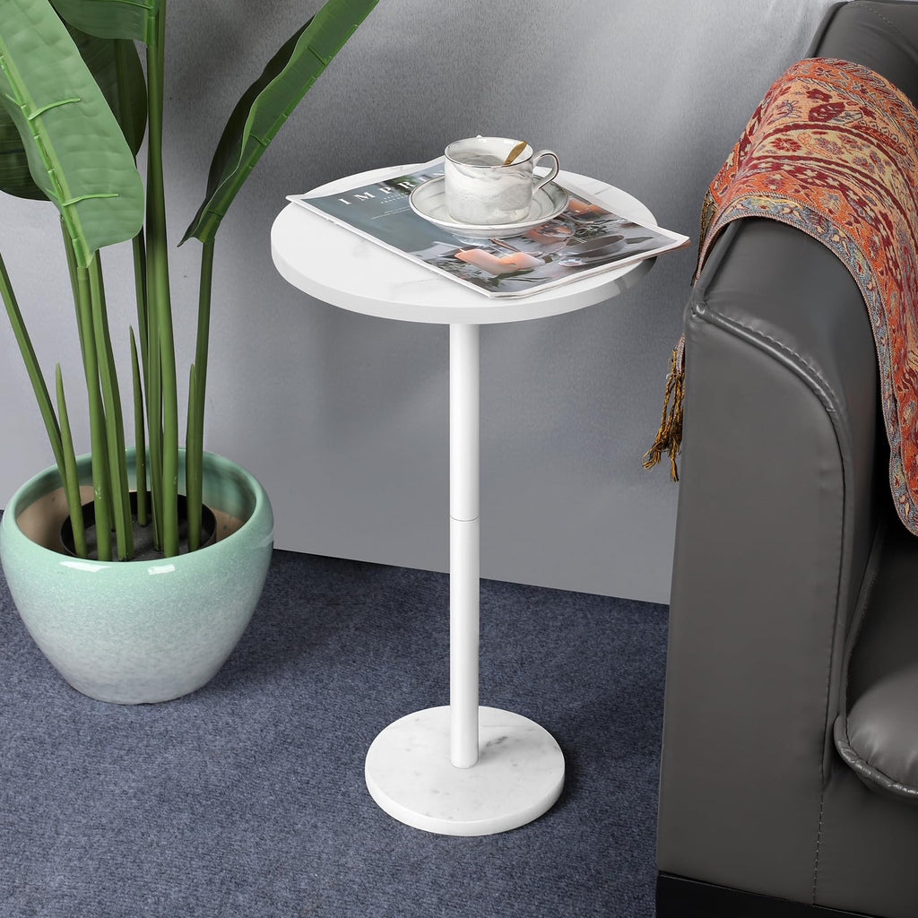 smusei Round Side Tables Set of 2 – White Marble Base Coffee Tables