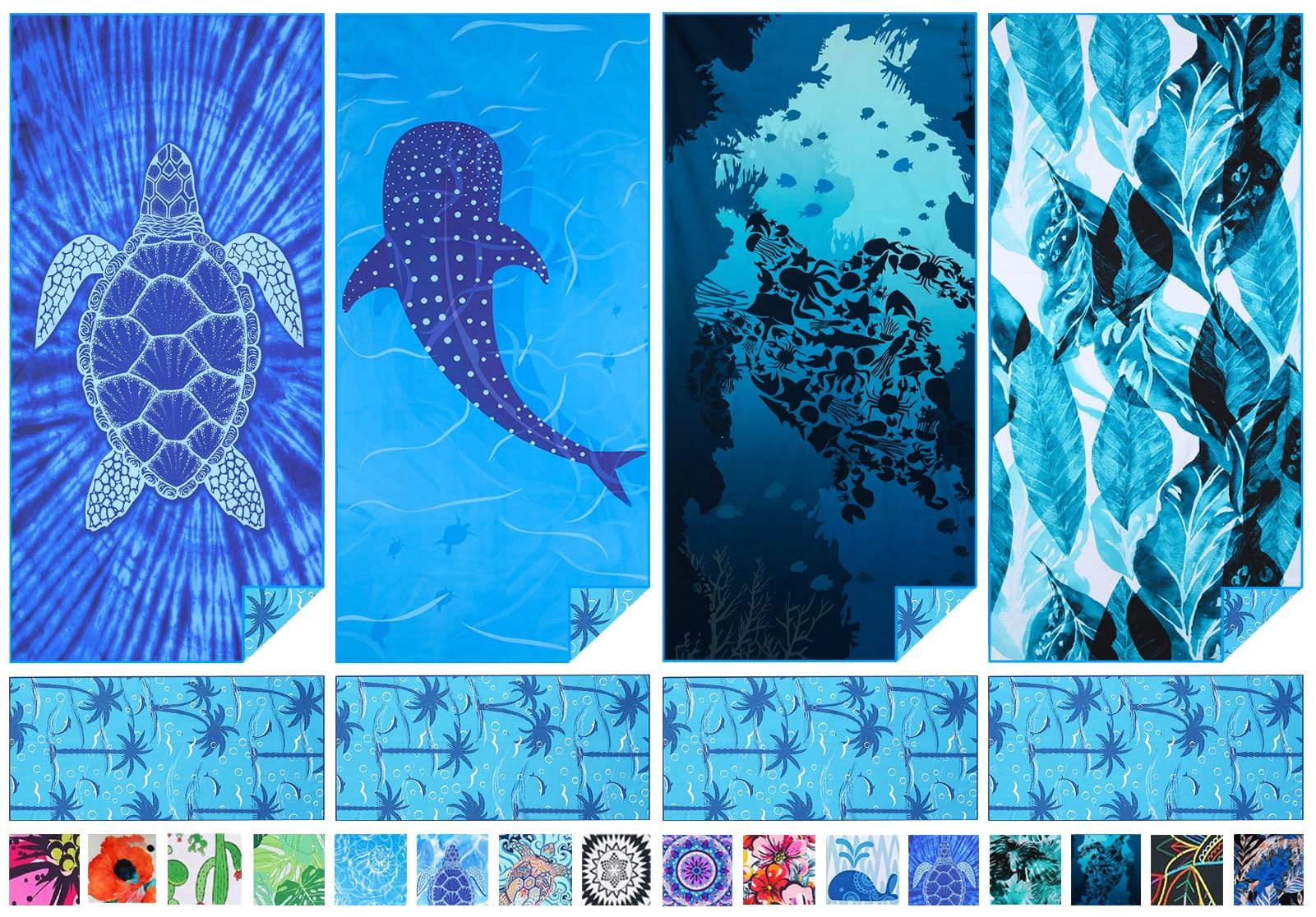 4-Pack Microfiber Beach Towels | Sand-Free & Quick Dry