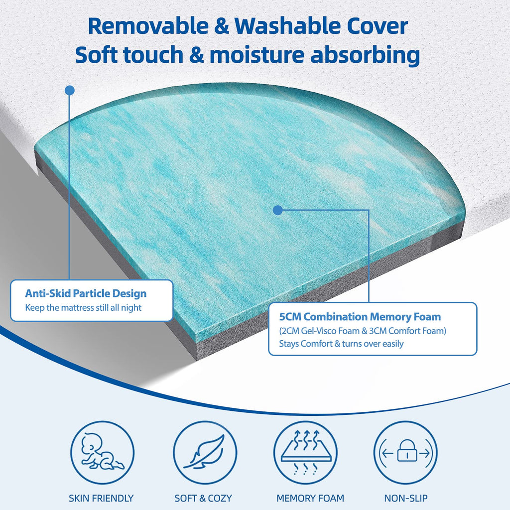 WOWTTRELAX 2 Inch Memory Foam Mattress Topper | Double Orthopedic Cooling