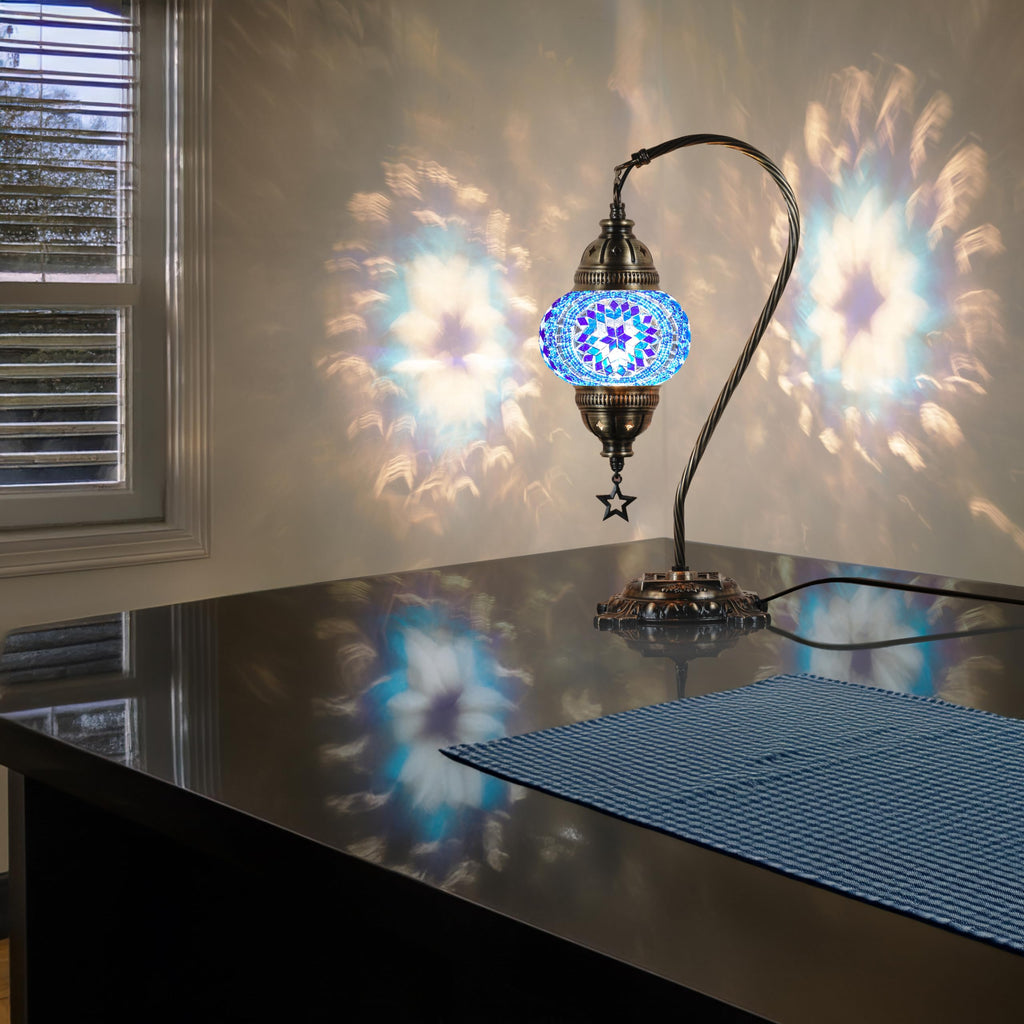 DEMMEX Turkish Moroccan Mosaic Table Lamp | Handcrafted Glass & Brass