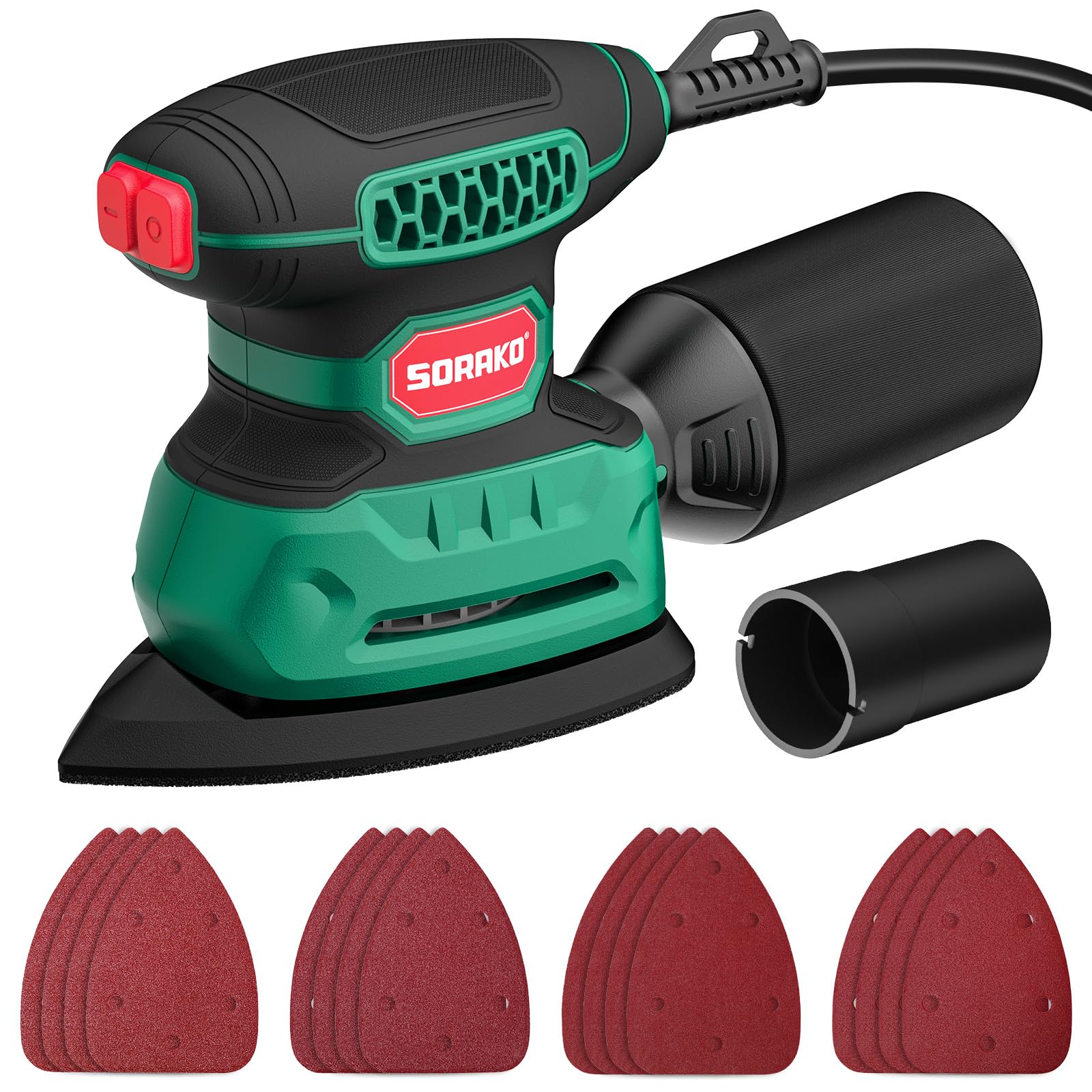 SORAKO Electric Sander – 220W Wood Sanding Machine with 16 Sandpapers