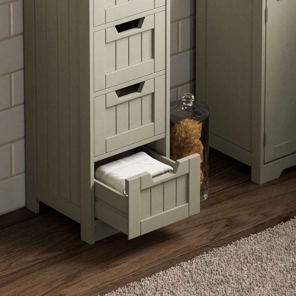 Bath Vida Priano 4 Drawer Bathroom Floor Cabinet – Grey & Oak Wood