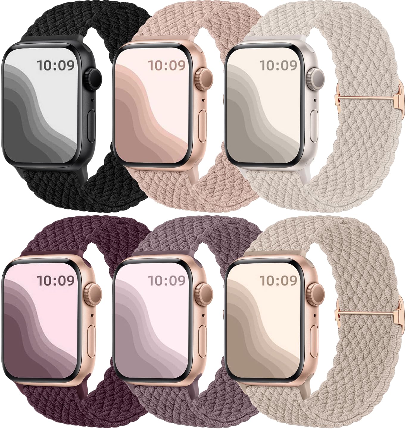 Maledan Braided Solo Loop Apple Watch Bands - 6 Pack Nylon Sport Straps