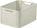 Curver Style Rattan Effect Large Rectangular Storage Basket, 30L – White