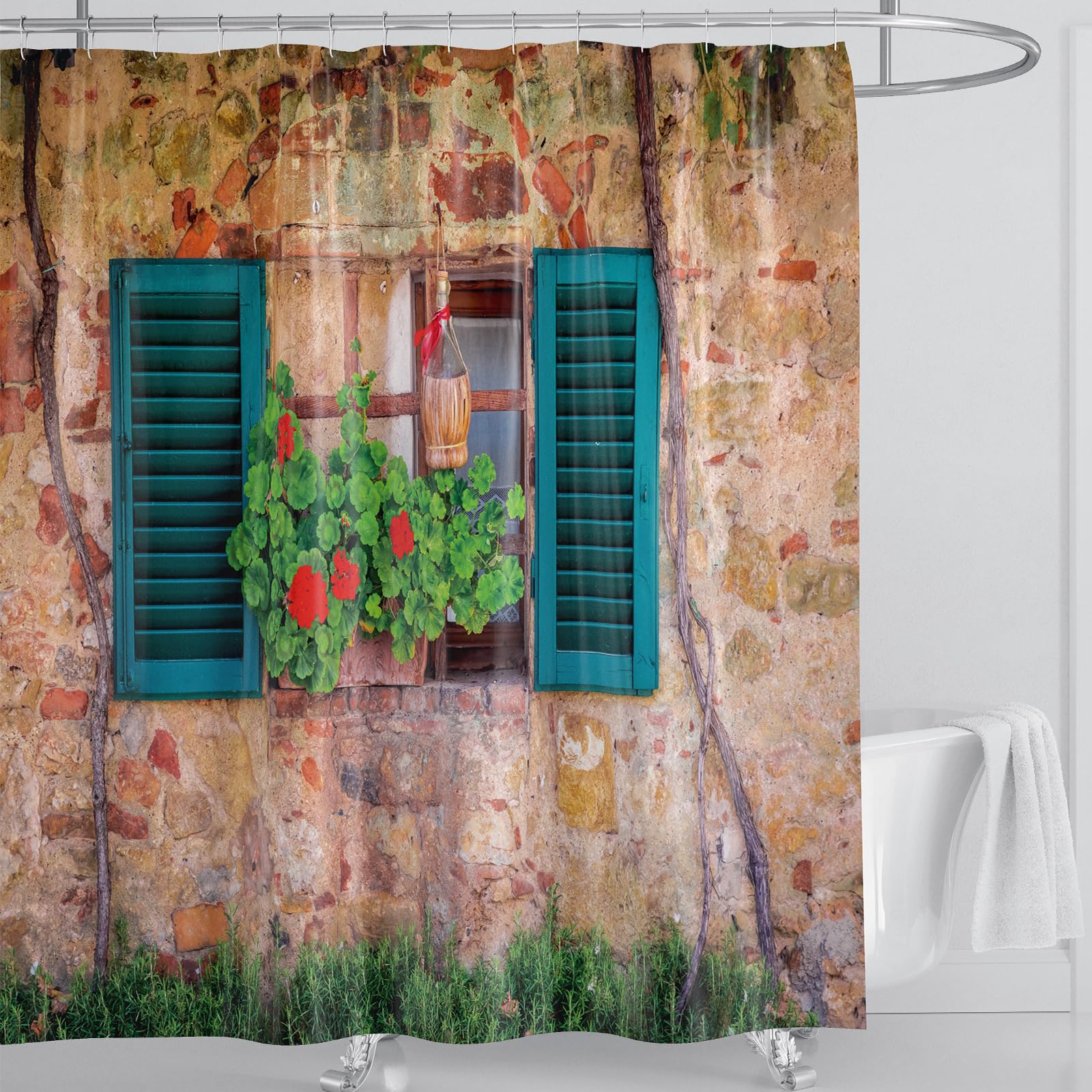 BANLMEYD Garden Shower Curtain | Waterproof Mould Proof Polyester – 71x71in