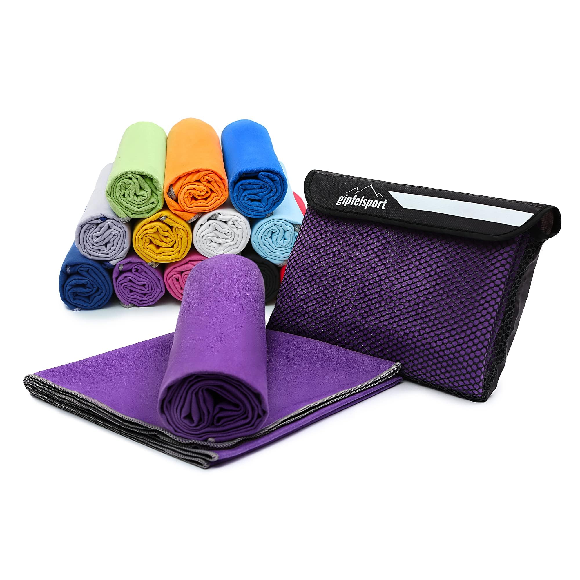 gipfelsport Microfibre Towel Set - Quick-Dry Purple (80x40 & 180x80cm)