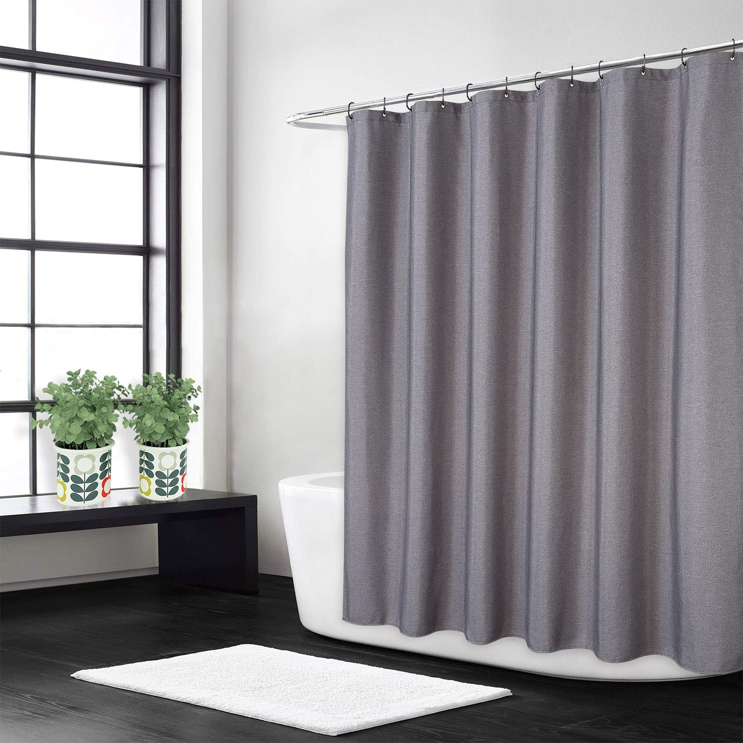 Flax Linen Shower Curtain | 240GSM Heavy Weight Grey