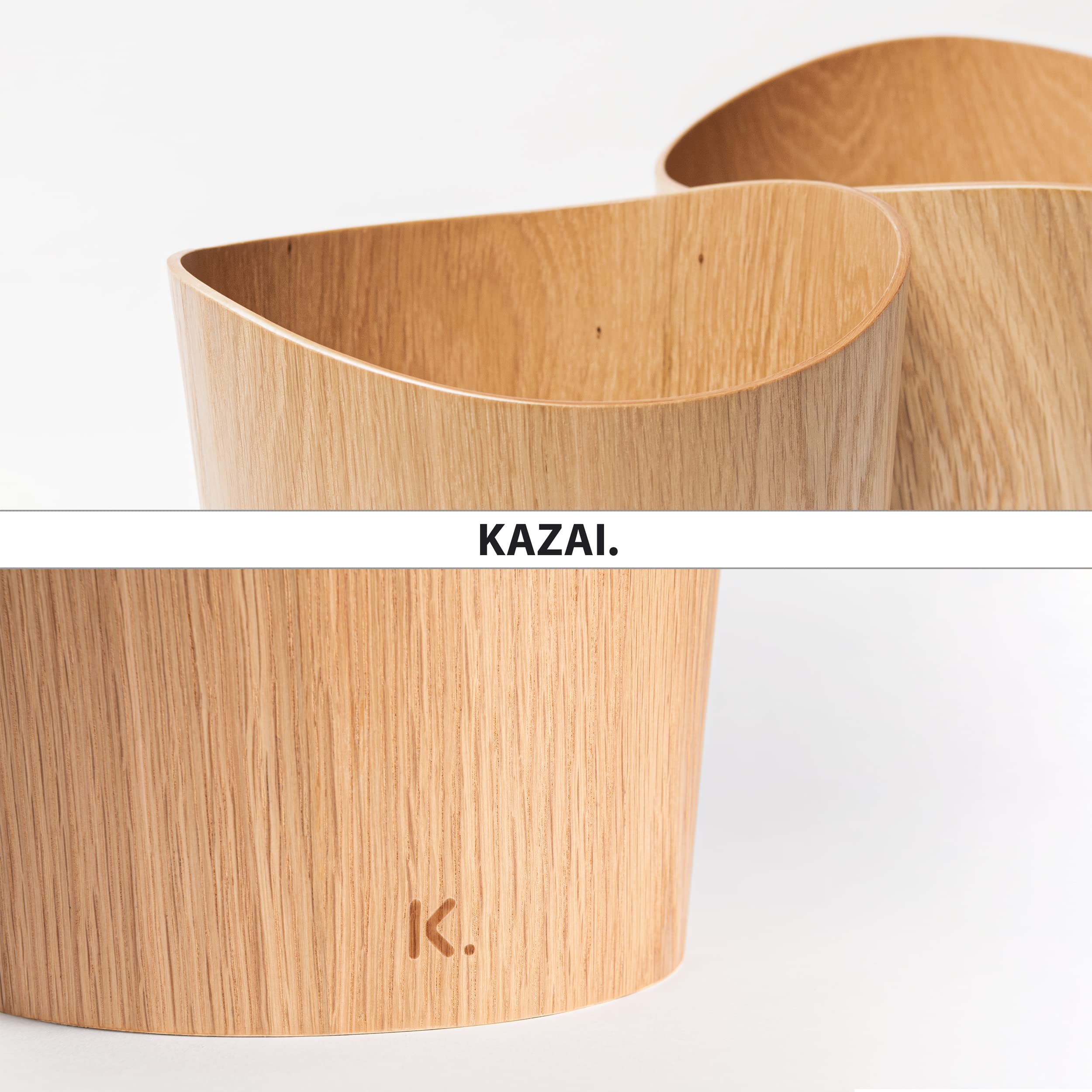 Kazai Oak Wood Waste Paper Bin – 9L Sustainable Office Trash Basket