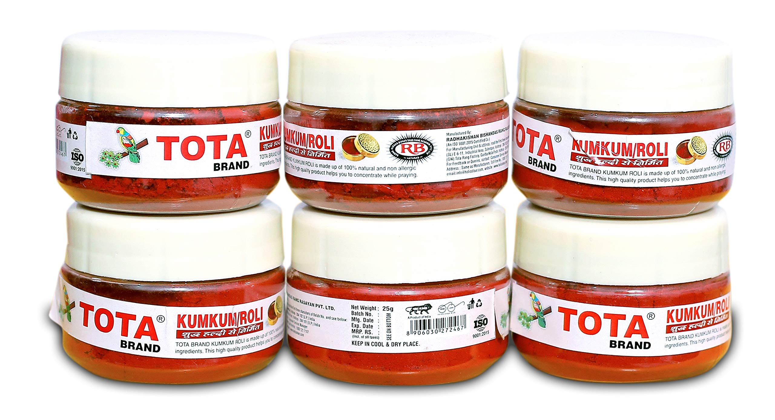 TOTA Red Kumkum Roli Powder for Puja and Tilak - Pure Turmeric 150g