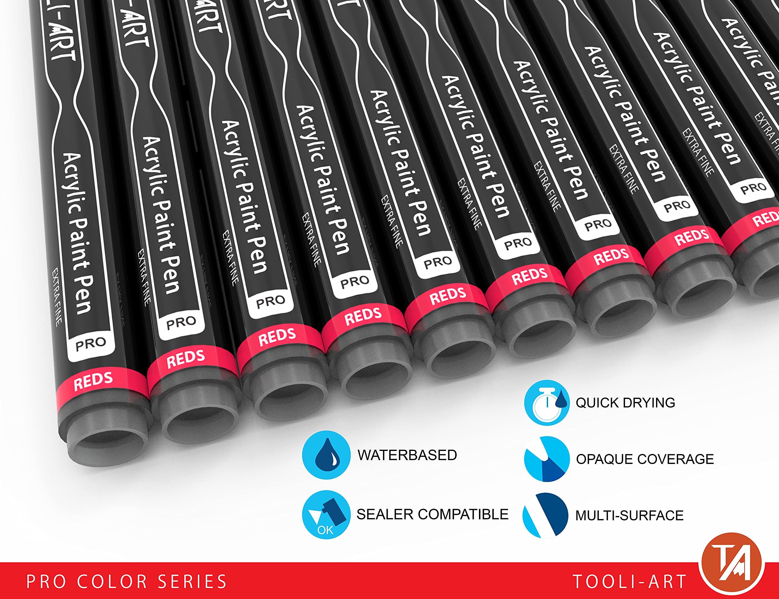 22 Red & Pink Acrylic Paint Pens, 0.7mm Extra Fine Tip Markers
