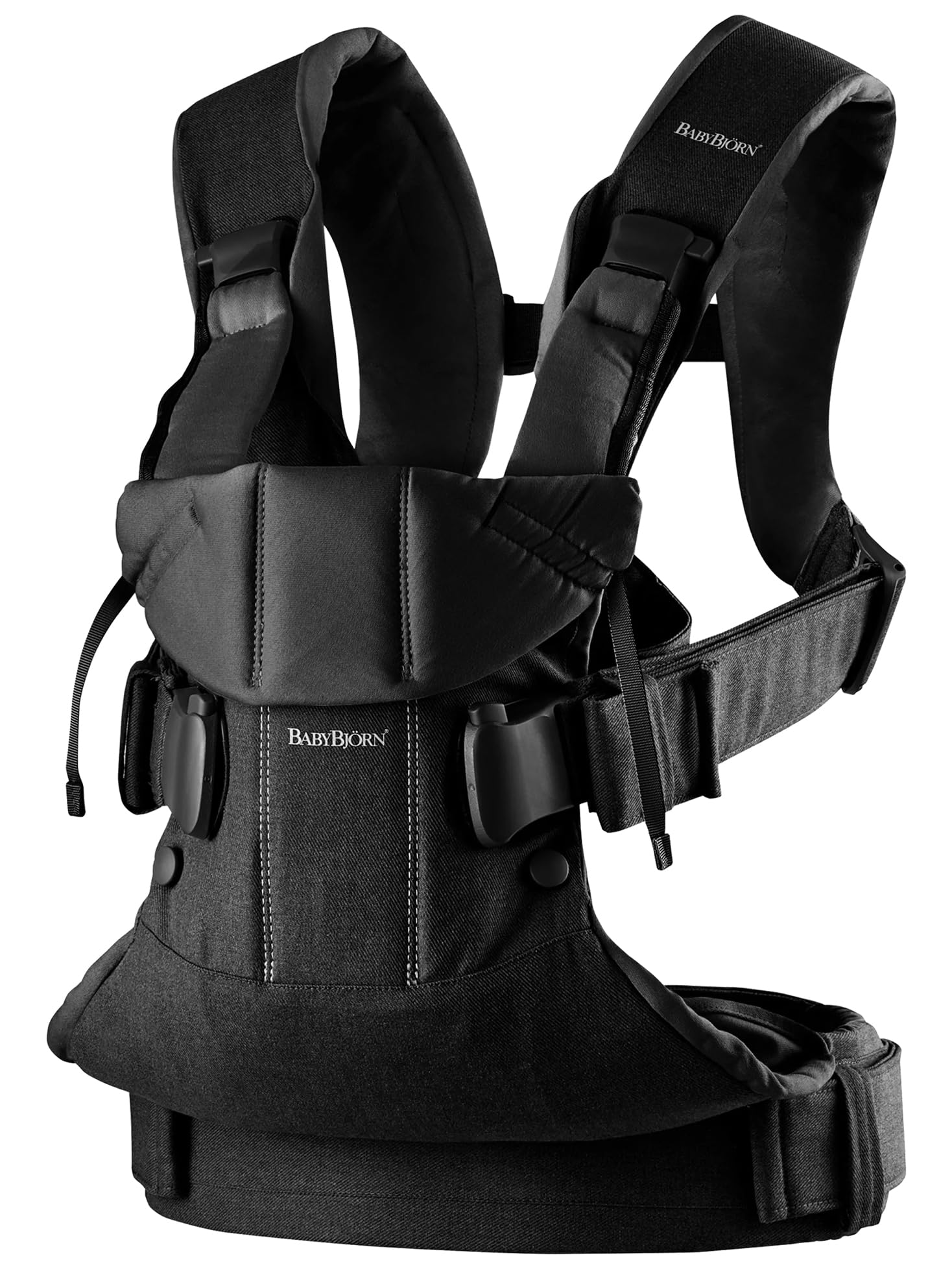 BabyBjörn Baby Carrier One – Ergonomic Woven Cotton Carrier, Black