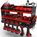Toolganize 6-Slot Power Tool Organiser with Charging Station | Red Steel