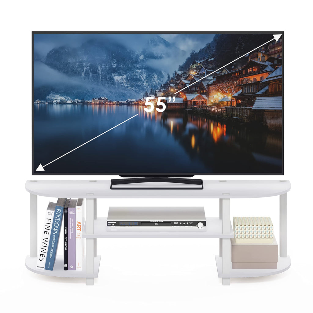 Furinno Wide TV Stand – White Entertainment Centre for 55" TVs