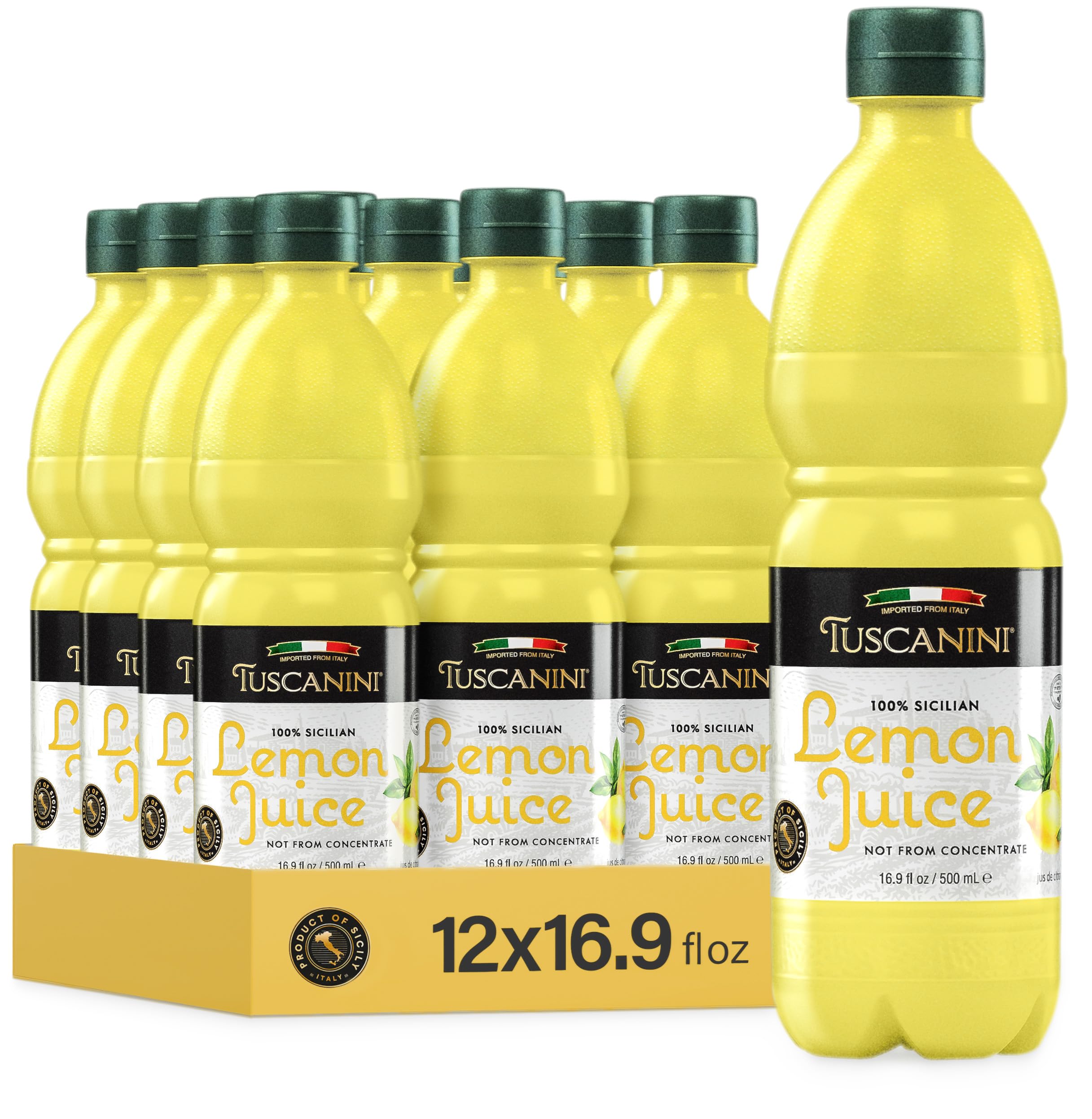 Tuscanini Sicilian Lemon Juice – 100% Not From Concentrate, 500ml (12 Pack)