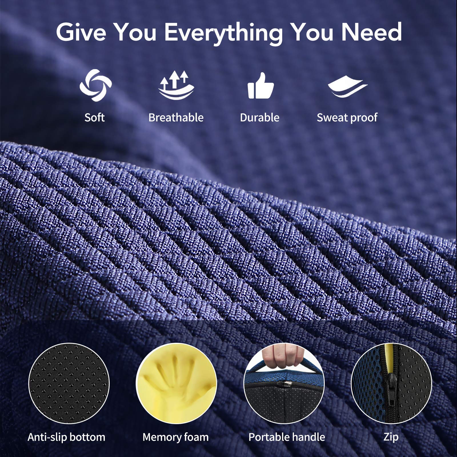 Feagar Orthopedic Memory Foam Seat Cushion for Sciatica & Tailbone Relief