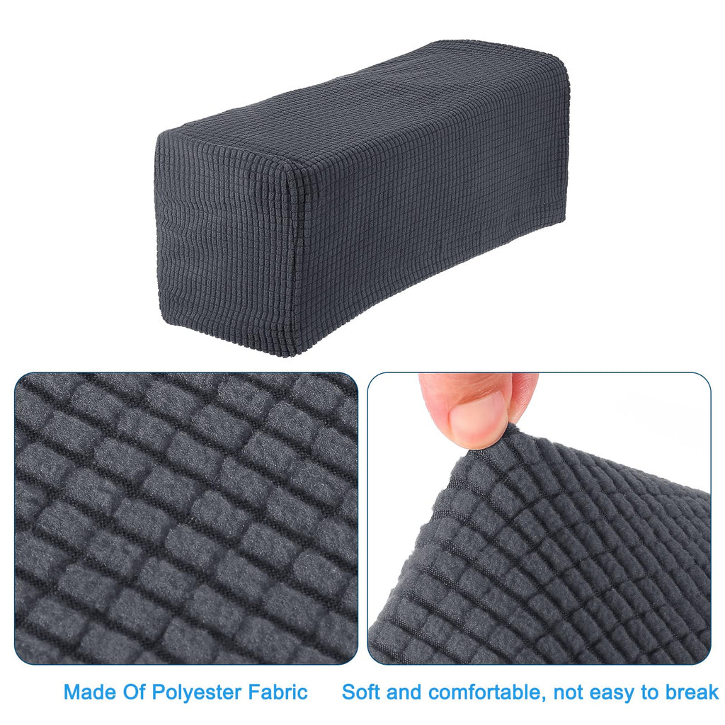 sourcing map 2pcs Stretch Armrest Covers for Chairs/Sofas, Couch Arm Covers with Twist Pin, Furniture Protector Slipcovers Dark Grey - image 4