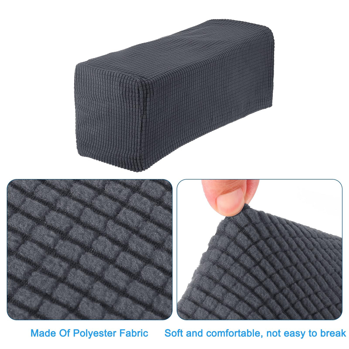 sourcing map 2pcs Stretch Armrest Covers for Chairs/Sofas, Couch Arm Covers with Twist Pin, Furniture Protector Slipcovers Dark Grey - image 4