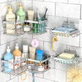 Yazoni Corner Shower Caddy 4-Pack | Rustproof Stainless Steel Organizer