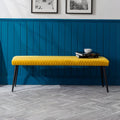 Julian Bowen Luxe Low Bench – Mustard Velvet Upholstered Dining Seat